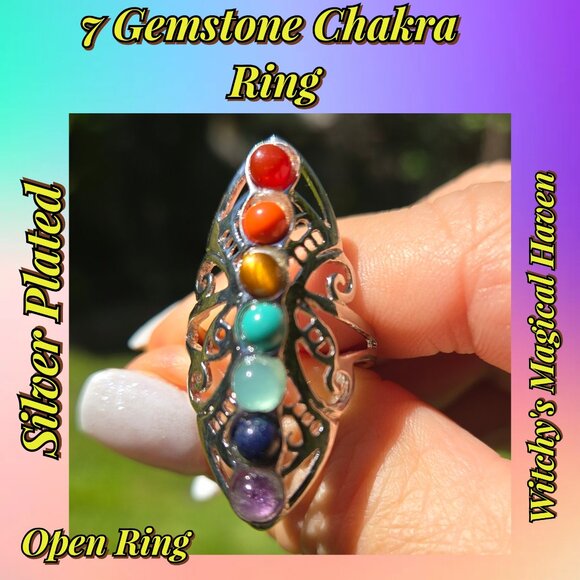 Chakra 7 Gemstone Ring - Picture 1 of 3